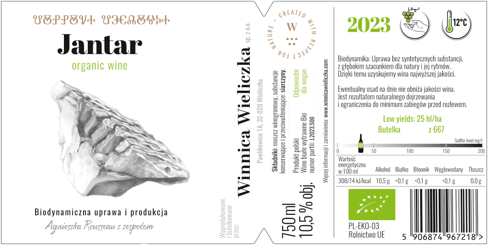 Jantar 2023 Wino ekologiczne 750ml - obrazek 4